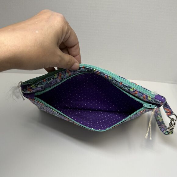 Tula Pink Tiny Beast Bear With Me Print Handmade Double Zip Wristlet Pouch New - Picture 4 of 6